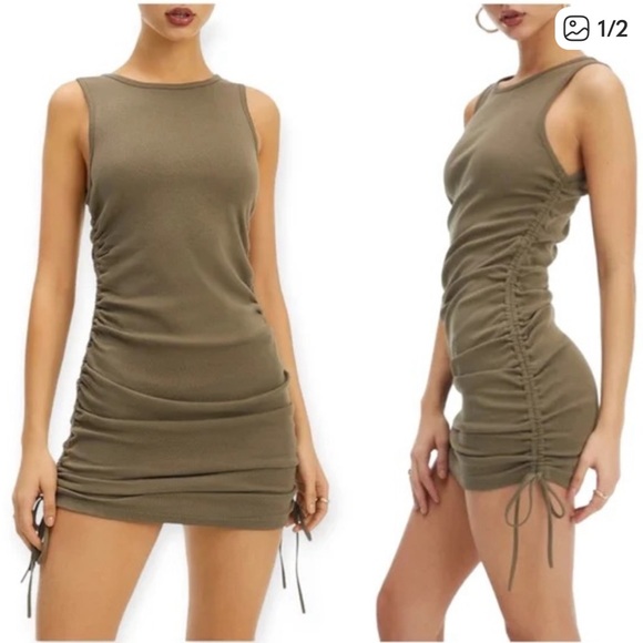 Good American Ruched Drawstring Dress - Picture 1 of 5